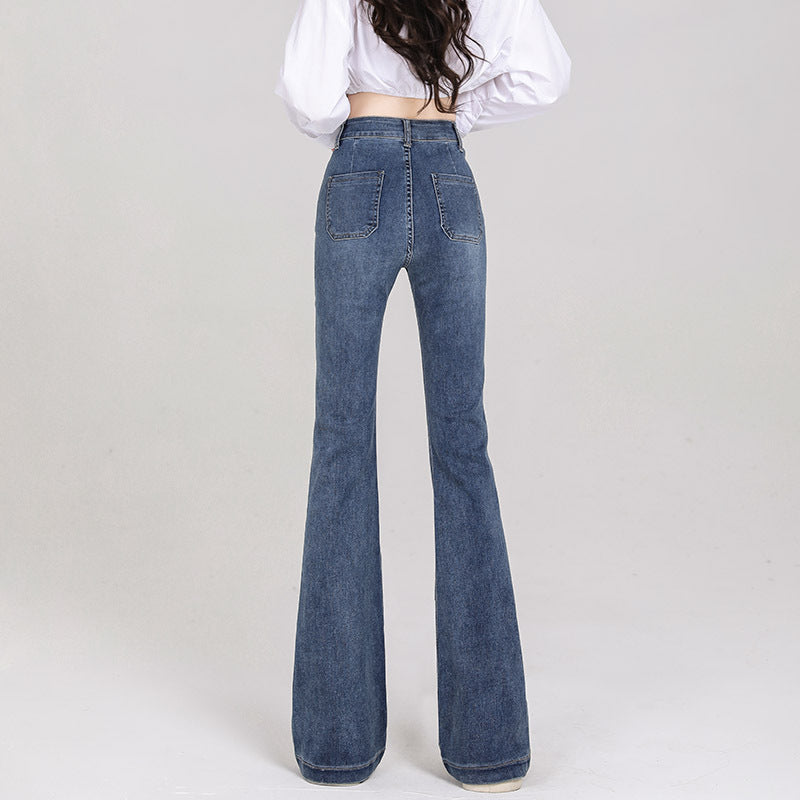 Women's High-Waist Flared Jeans - Stretch Slim Fit