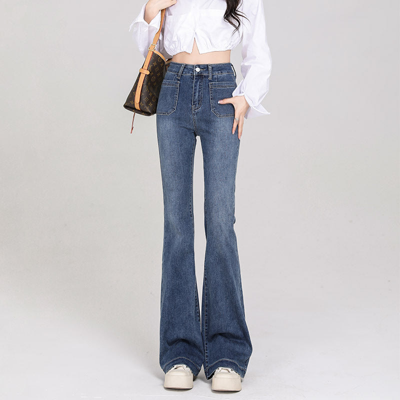 Women's High-Waist Flared Jeans - Stretch Slim Fit